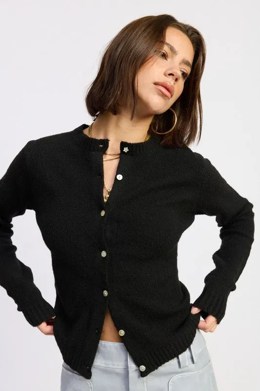 FITTED BUTTON UP CARDIGAN sold by Charming Charlie product image thumbnail 3