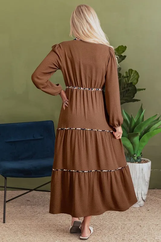 Floral Patchwork Long Sleeve Maxi Dress sold by Charming Charlie product image thumbnail 2