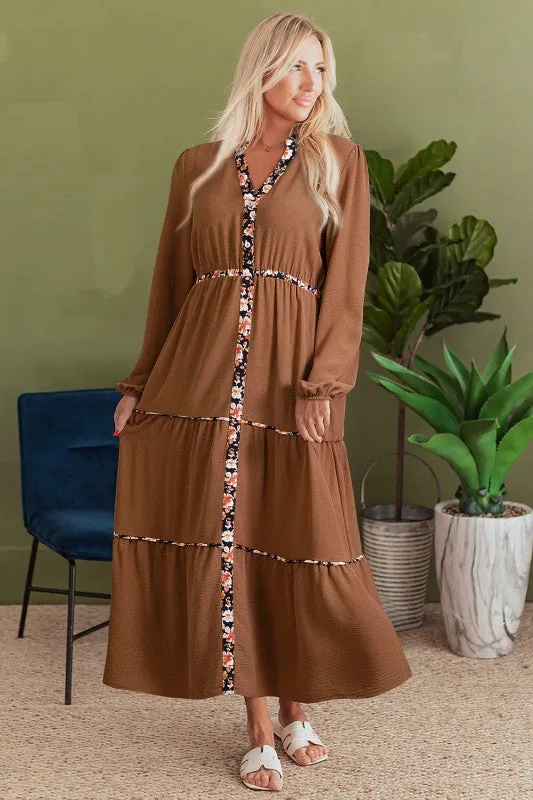 Floral Patchwork Long Sleeve Maxi Dress sold by Charming Charlie product image thumbnail 3