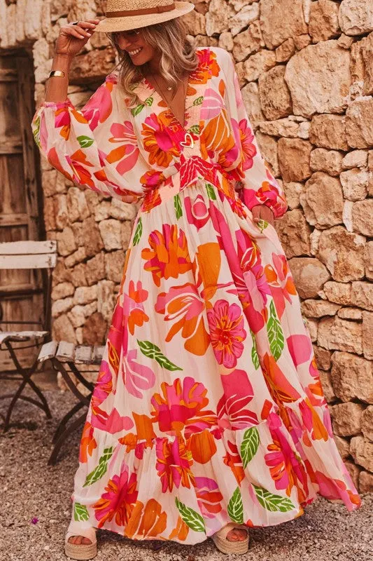 Floral V-Neck Puff Sleeve Maxi Dress sold by Charming Charlie product image thumbnail 3