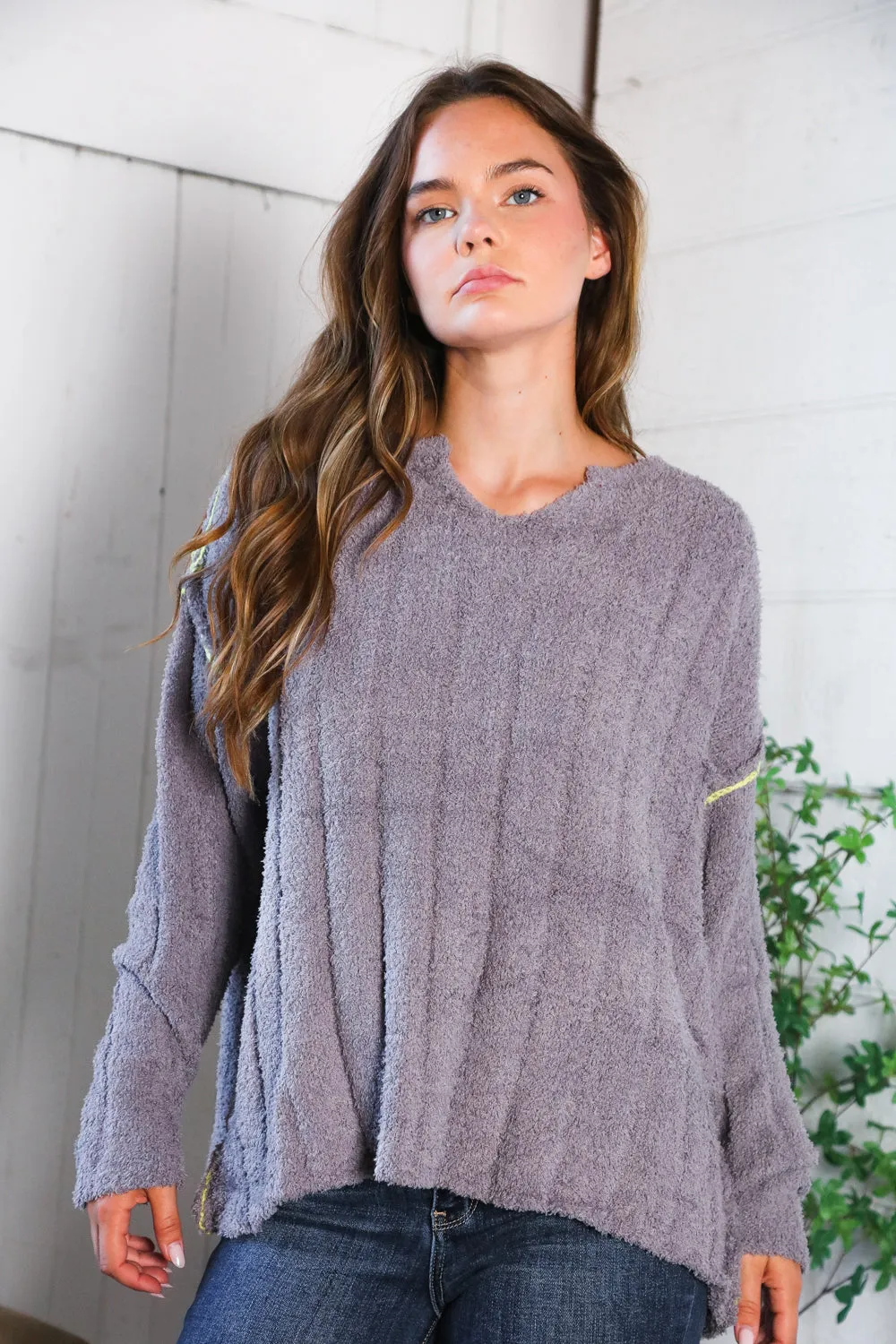 Snuggle Me Charcoal Thick Ribbed Sweater sold by Charming Charlie product image thumbnail 4