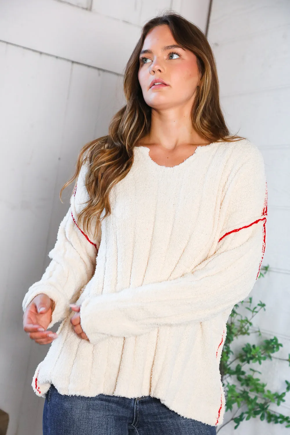 Snuggle Me Cream Thick Ribbed Sweater sold by Charming Charlie product image thumbnail 3