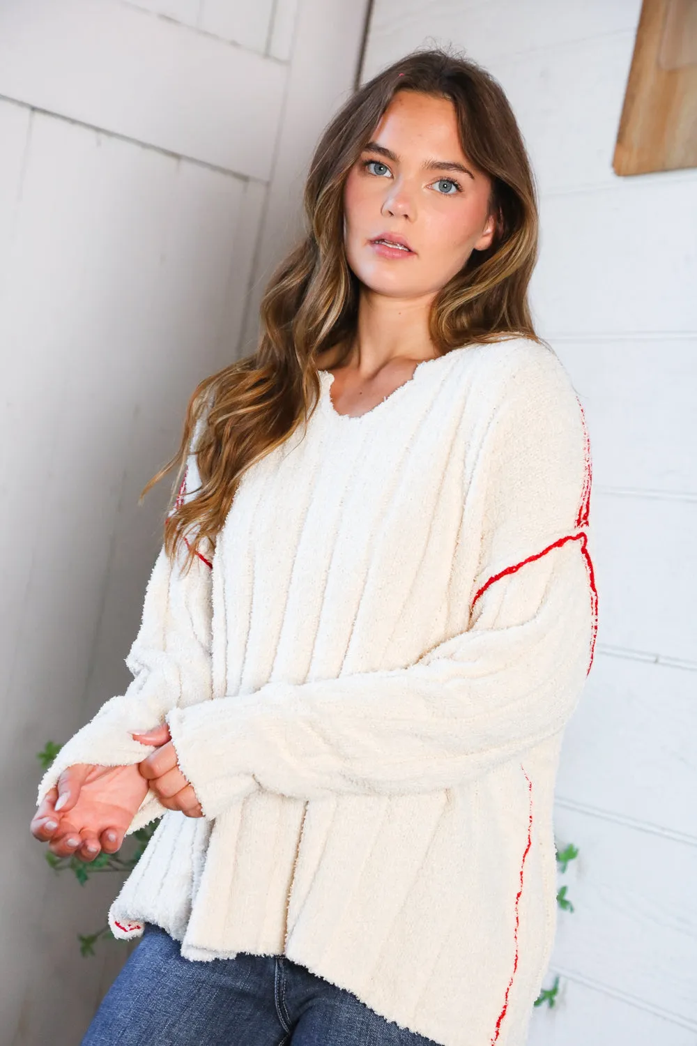 Snuggle Me Cream Thick Ribbed Sweater sold by Charming Charlie product image thumbnail 4