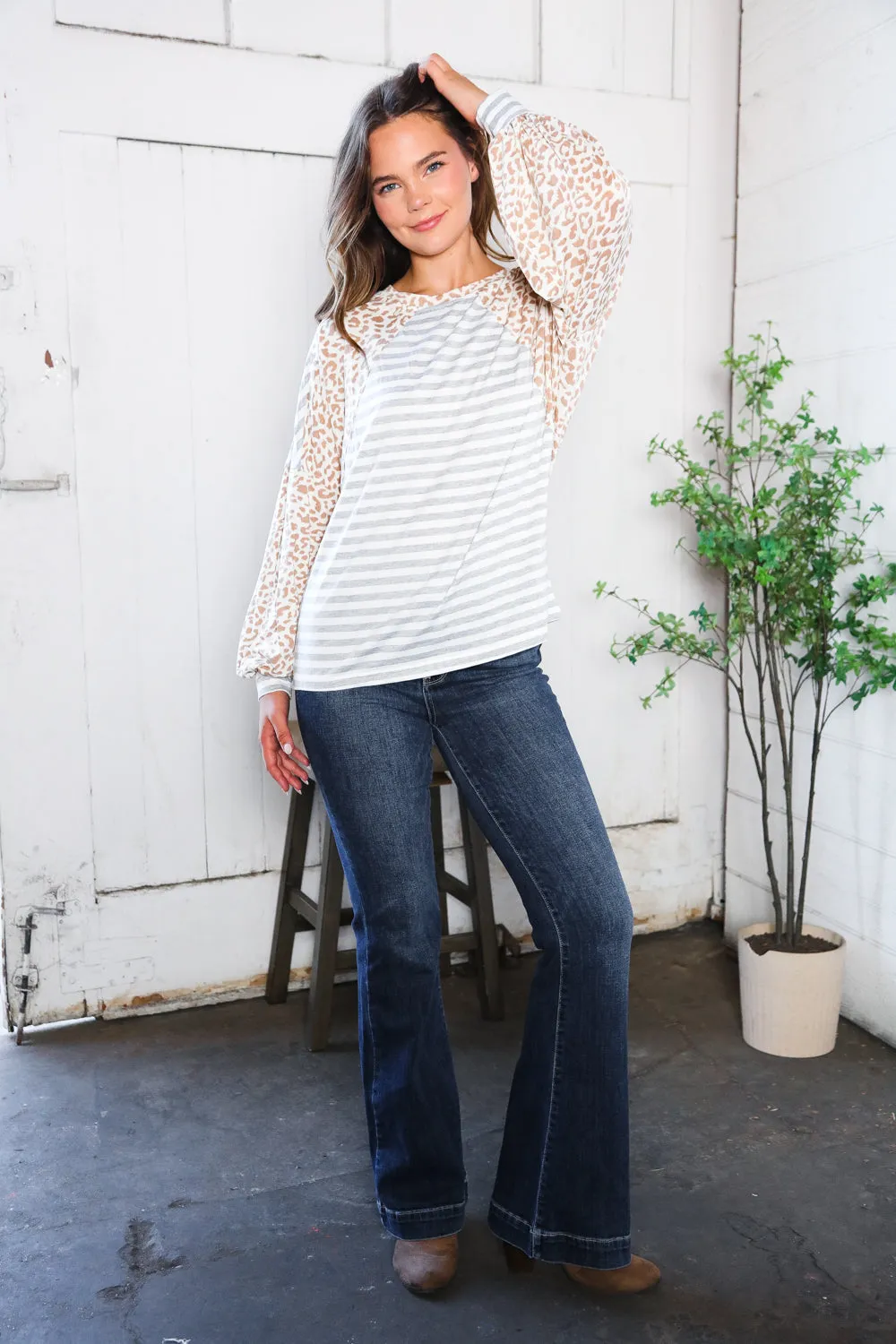 Spots and Stripe Cuffed Long Sleeve sold by Charming Charlie product image thumbnail 3