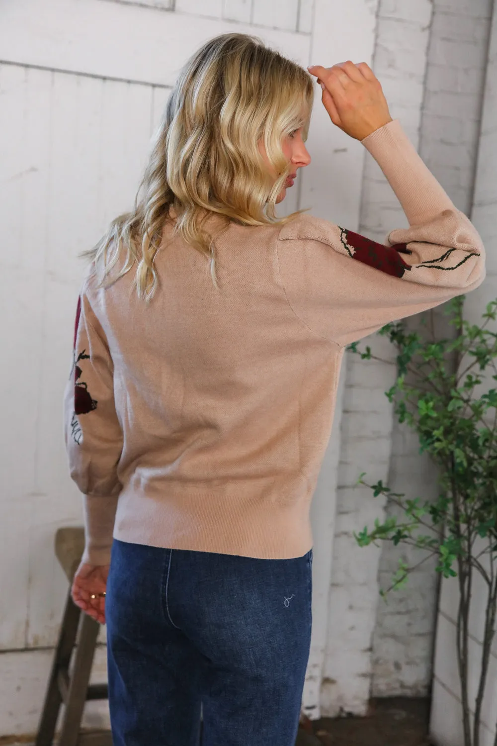 Scarlet Petals Bubble Sleeve Sweater sold by Charming Charlie product image thumbnail 5