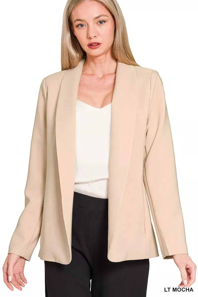 Zenana Woven Long Sleeve Blazer With Lining sold by Charming Charlie