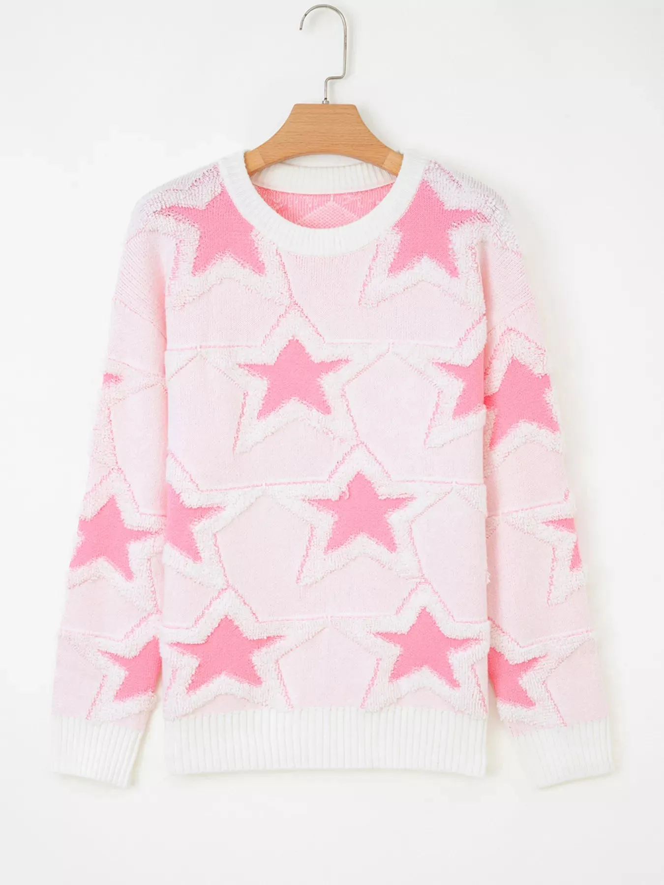 Oversized Star Pattern Ribbed Edge Drop Shoulder Sweater sold by Charming Charlie product image thumbnail 5