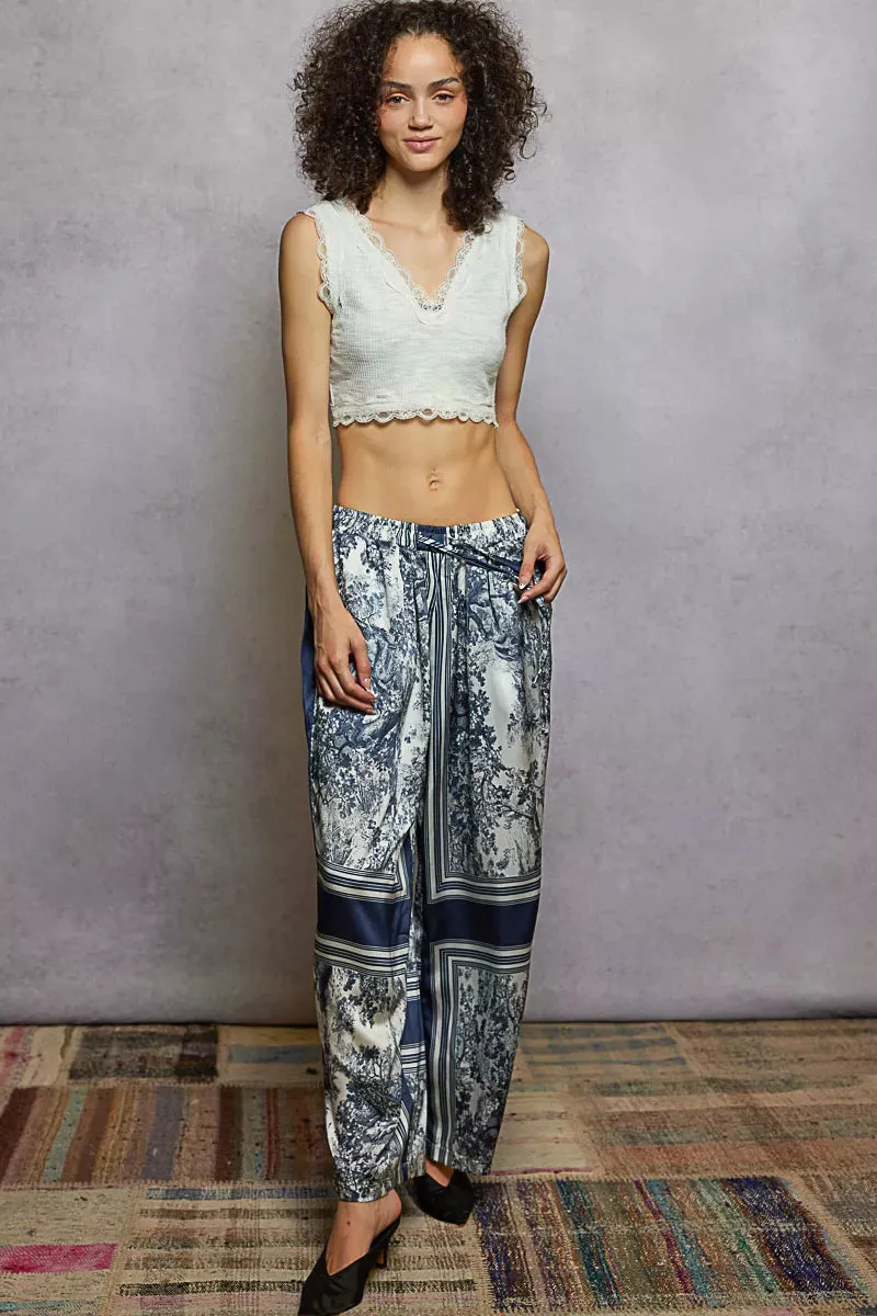 POL Floral Printed Woven Wide Leg Drawstring Pants sold by Charming Charlie product image thumbnail 4