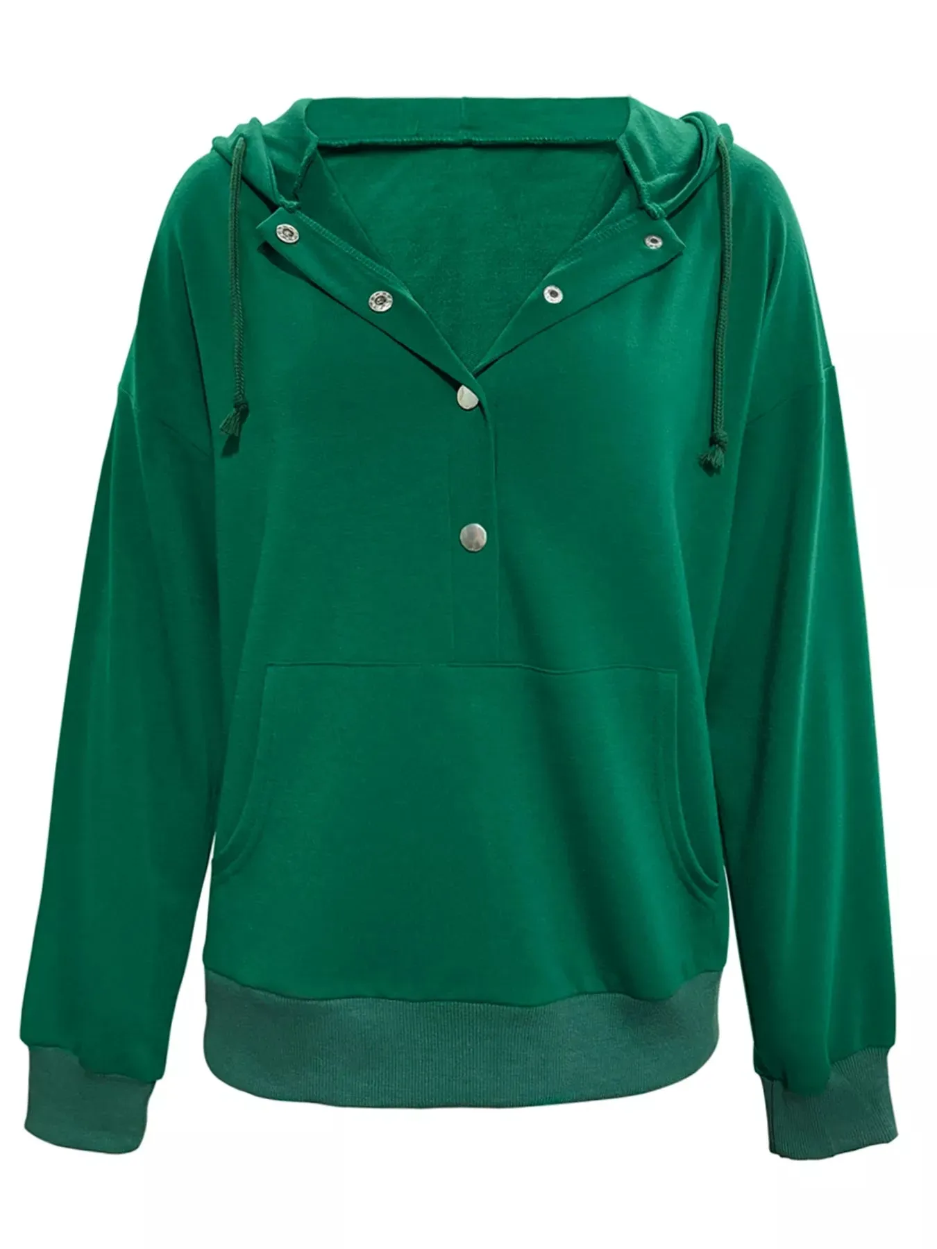 Full Size Snap-Down Hoodie with Kangaroo Pocket Plus Size sold by Charming Charlie product image thumbnail 3