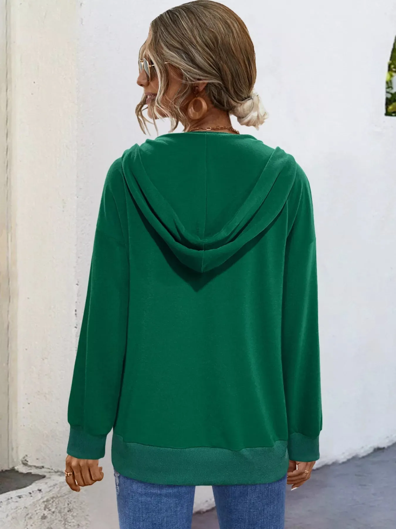 Full Size Snap-Down Hoodie with Kangaroo Pocket Plus Size sold by Charming Charlie product image thumbnail 2