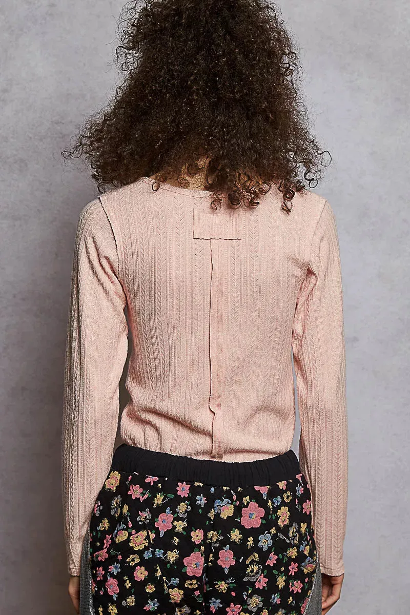 POL Square Neck Cropped Knit Top with Curved Hem sold by Charming Charlie product image thumbnail 4