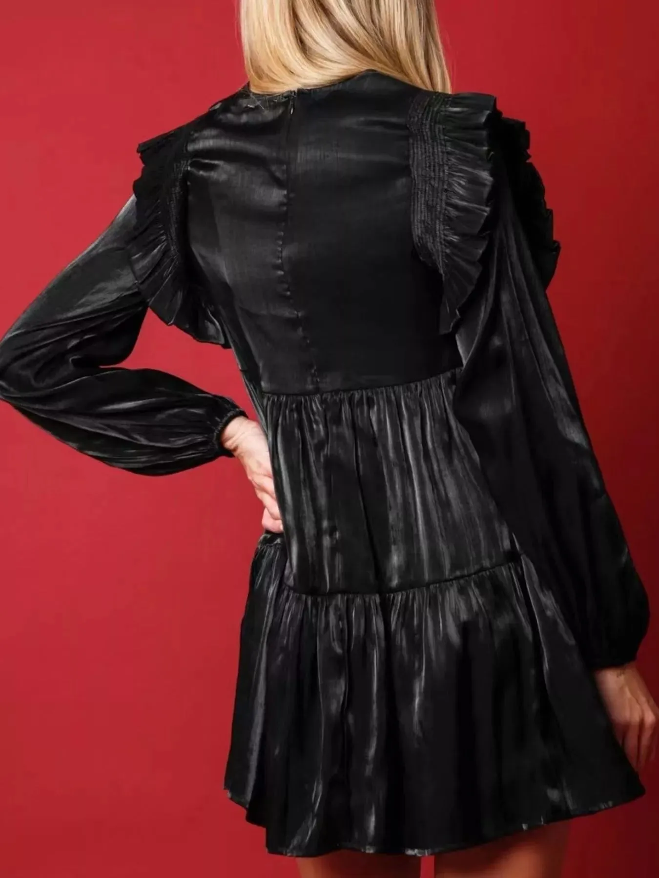 Christmas Ruffled Nutcracker Long Sleeve Dress sold by Charming Charlie product image thumbnail 5