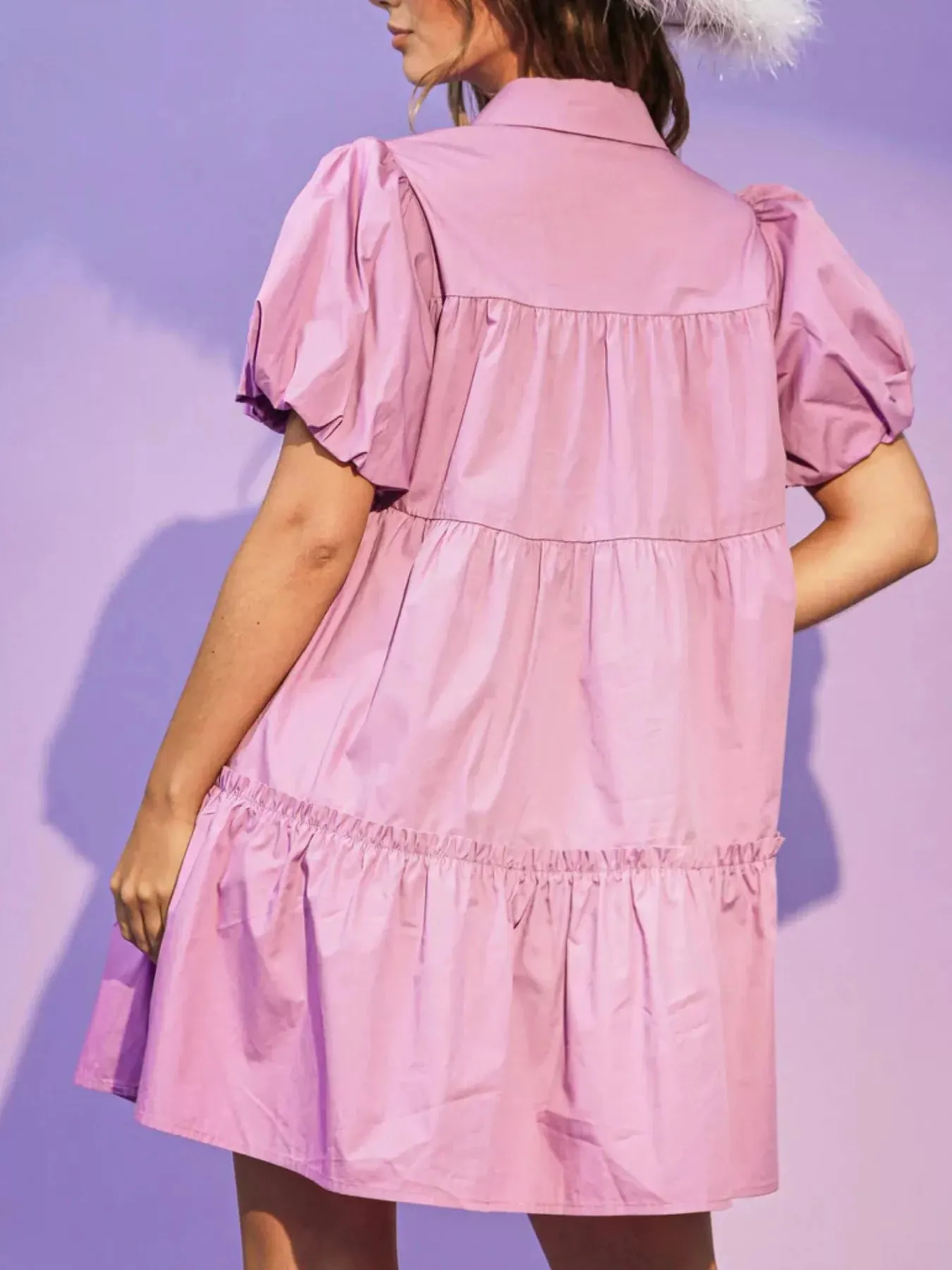 Full Size Sequin Button Front Puff Sleeve Shirt Dress Plus Size sold by Charming Charlie product image thumbnail 3