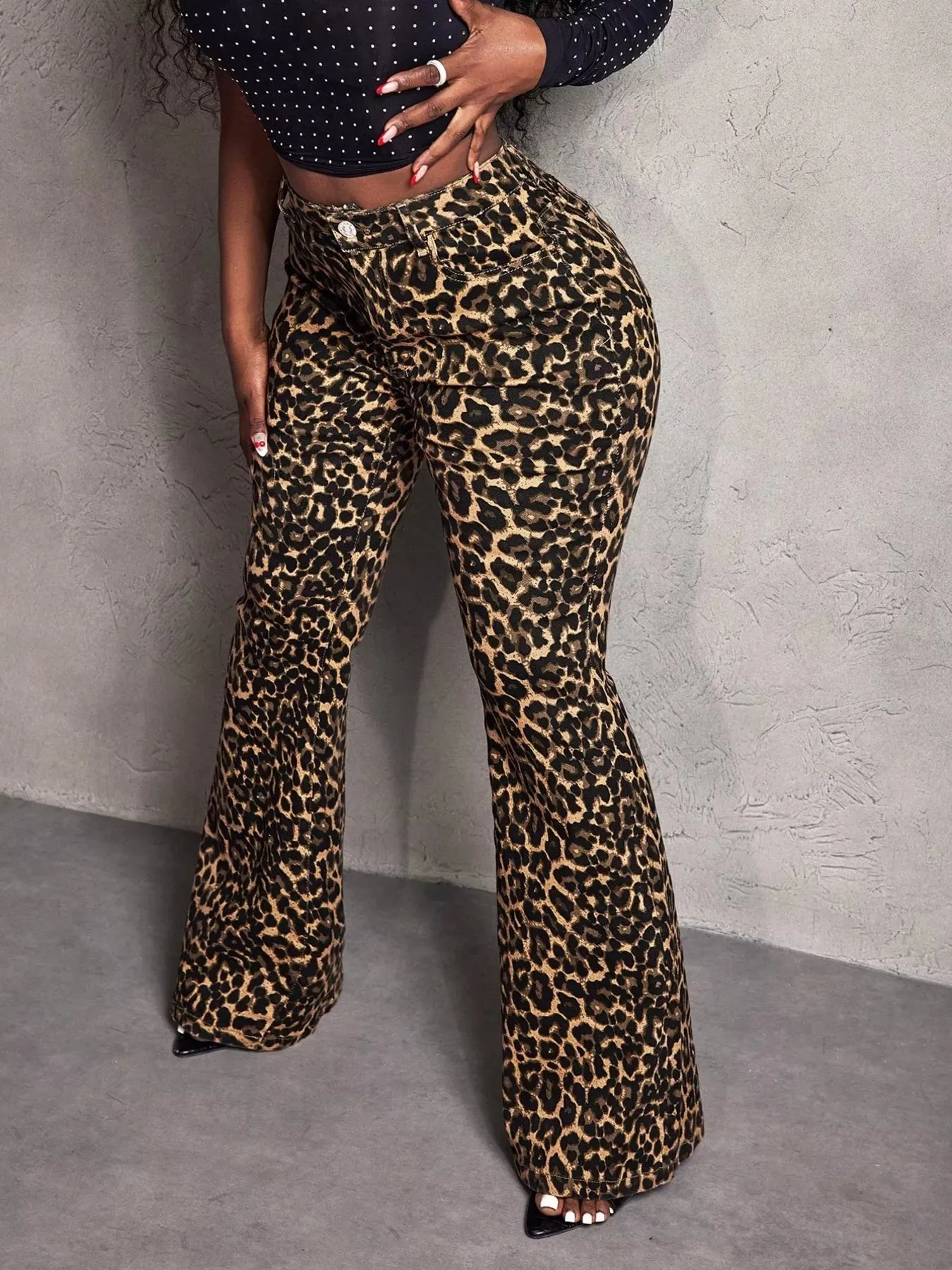 Leopard Wide Leg Pants sold by Charming Charlie product image thumbnail 4