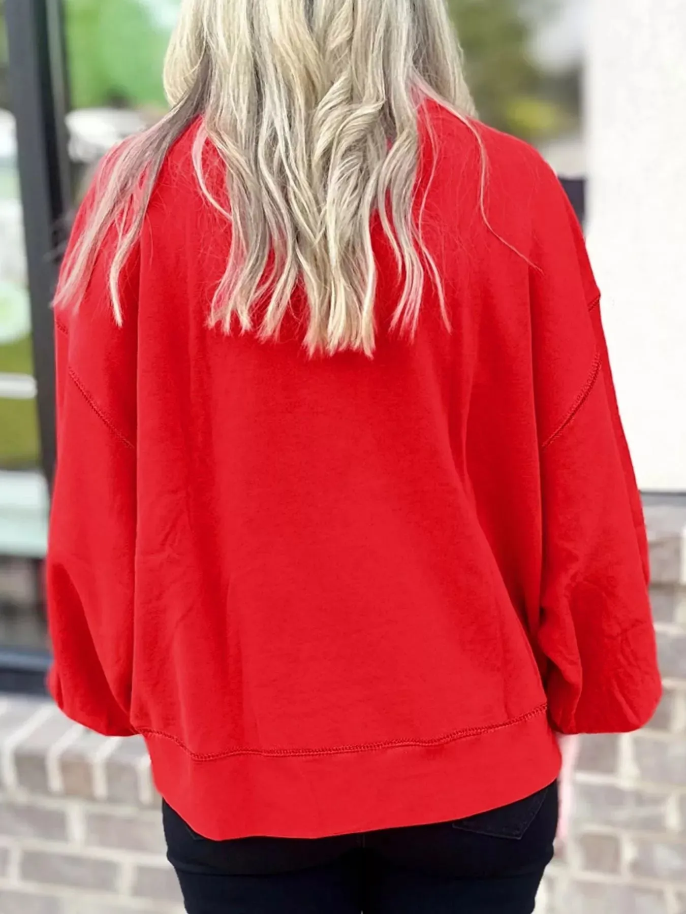 Letter Round Neck Dropped Shoulder Sweatshirt sold by Charming Charlie product image thumbnail 2