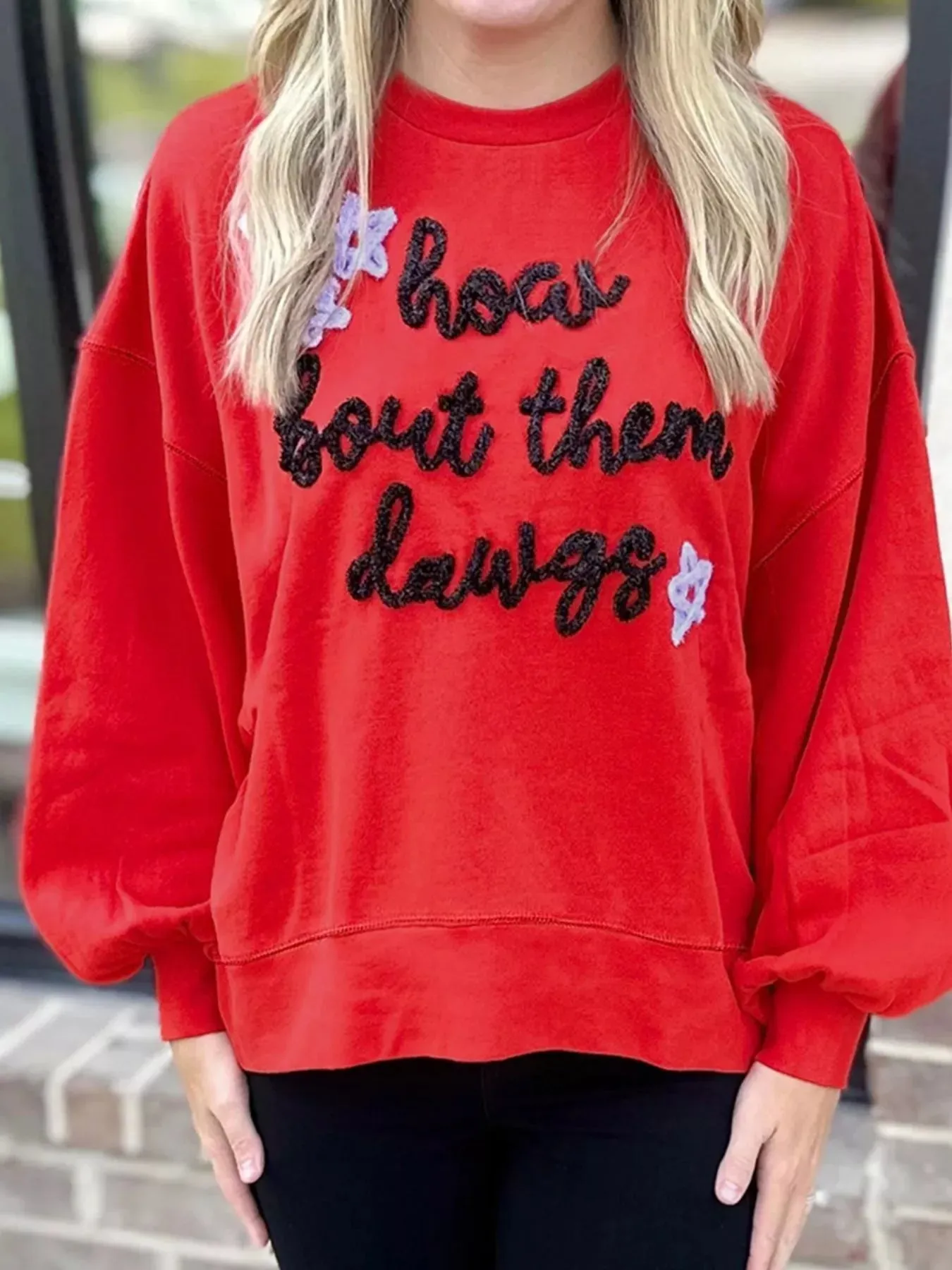 Letter Round Neck Dropped Shoulder Sweatshirt sold by Charming Charlie product image thumbnail 3