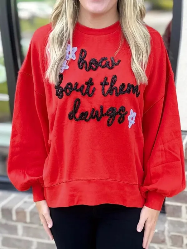 Letter Round Neck Dropped Shoulder Sweatshirt sold by Charming Charlie