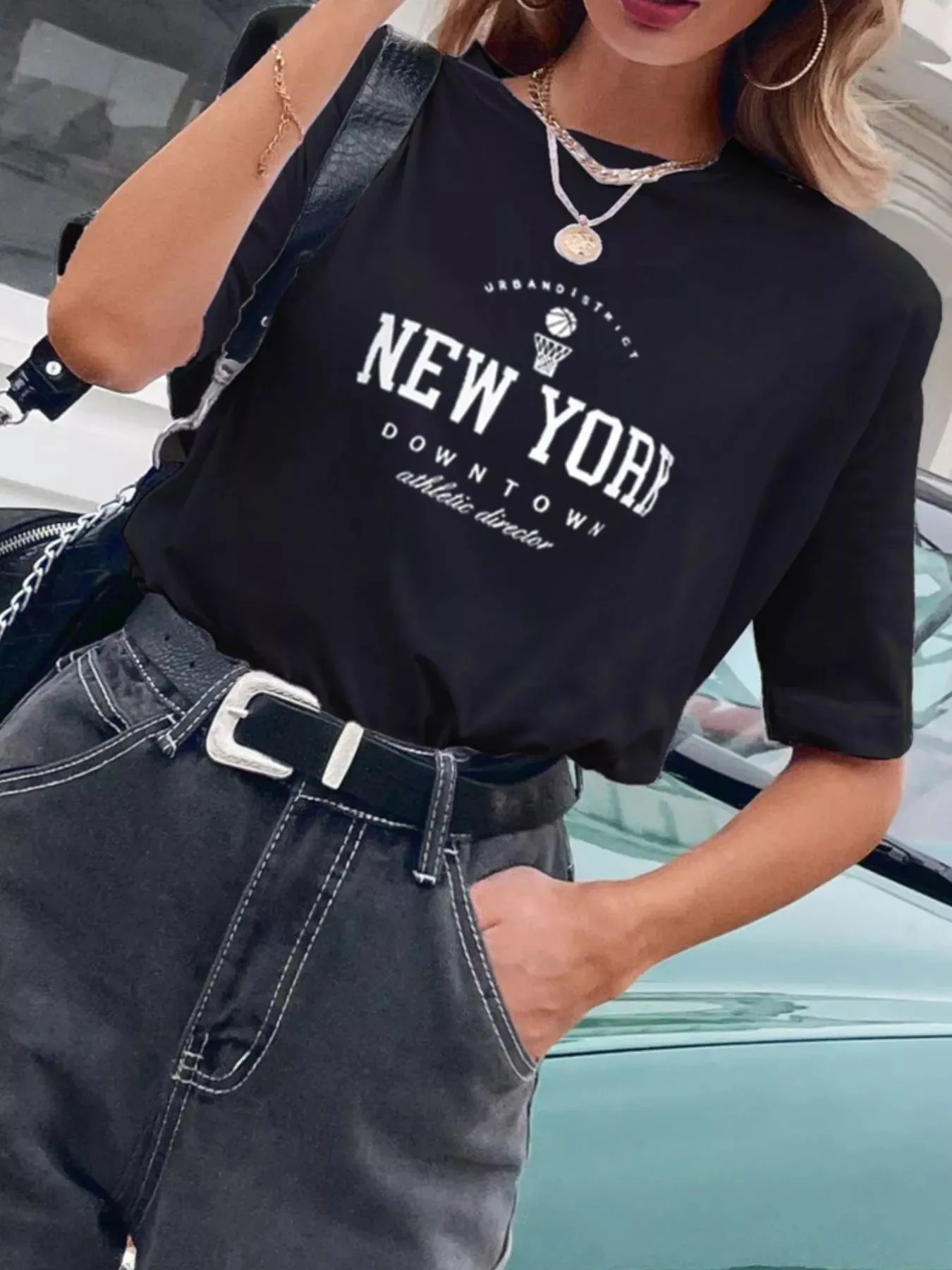 Letter Round Neck Half Sleeve T-Shirt sold by Charming Charlie product image thumbnail 2