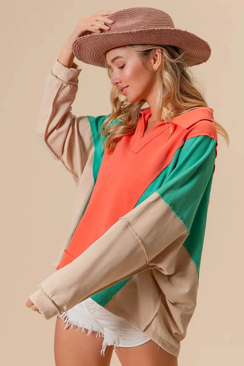 BiBi Colorblock Exposed Seam French Terry Sweatshirt sold by Charming Charlie product image thumbnail 5