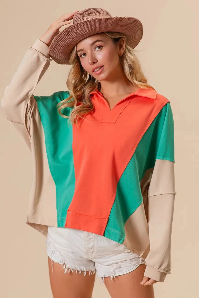 BiBi Colorblock Exposed Seam French Terry Sweatshirt sold by Charming Charlie product image thumbnail 2