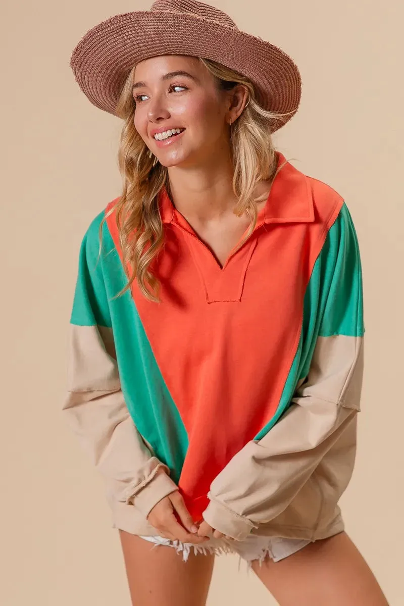 BiBi Colorblock Exposed Seam French Terry Sweatshirt sold by Charming Charlie product image thumbnail 3