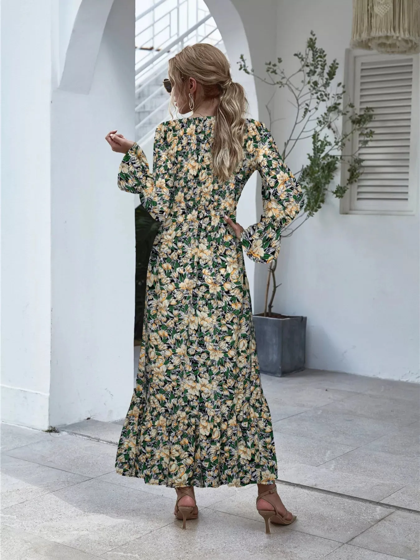 Floral Flounce Sleeve Maxi Dress sold by Charming Charlie product image thumbnail 3