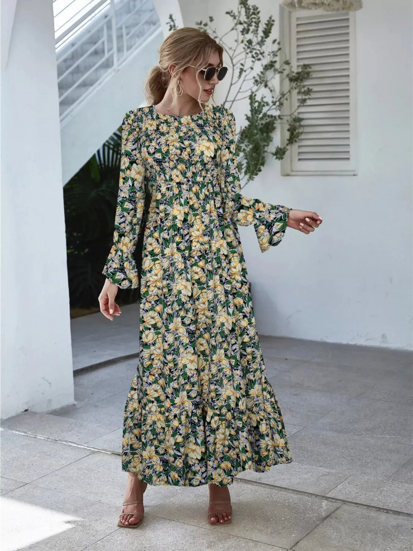 Floral Flounce Sleeve Maxi Dress sold by Charming Charlie product image thumbnail 4