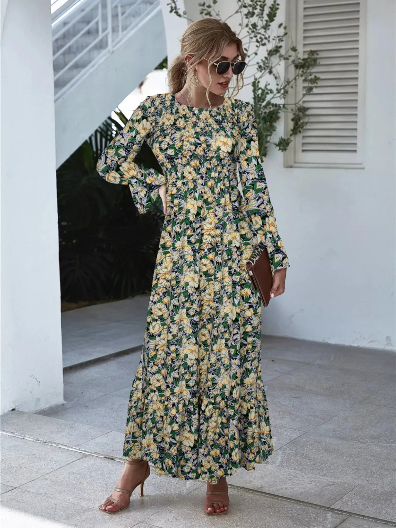 Floral Flounce Sleeve Maxi Dress sold by Charming Charlie