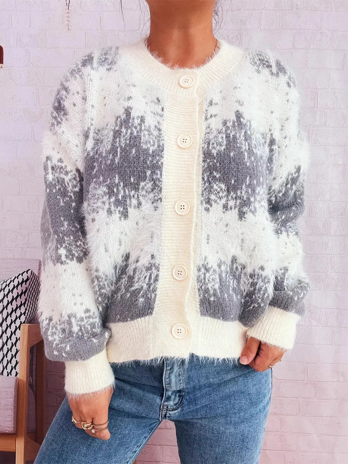 Ribbed Hem Button Up Cardigan sold by Charming Charlie product image thumbnail 2