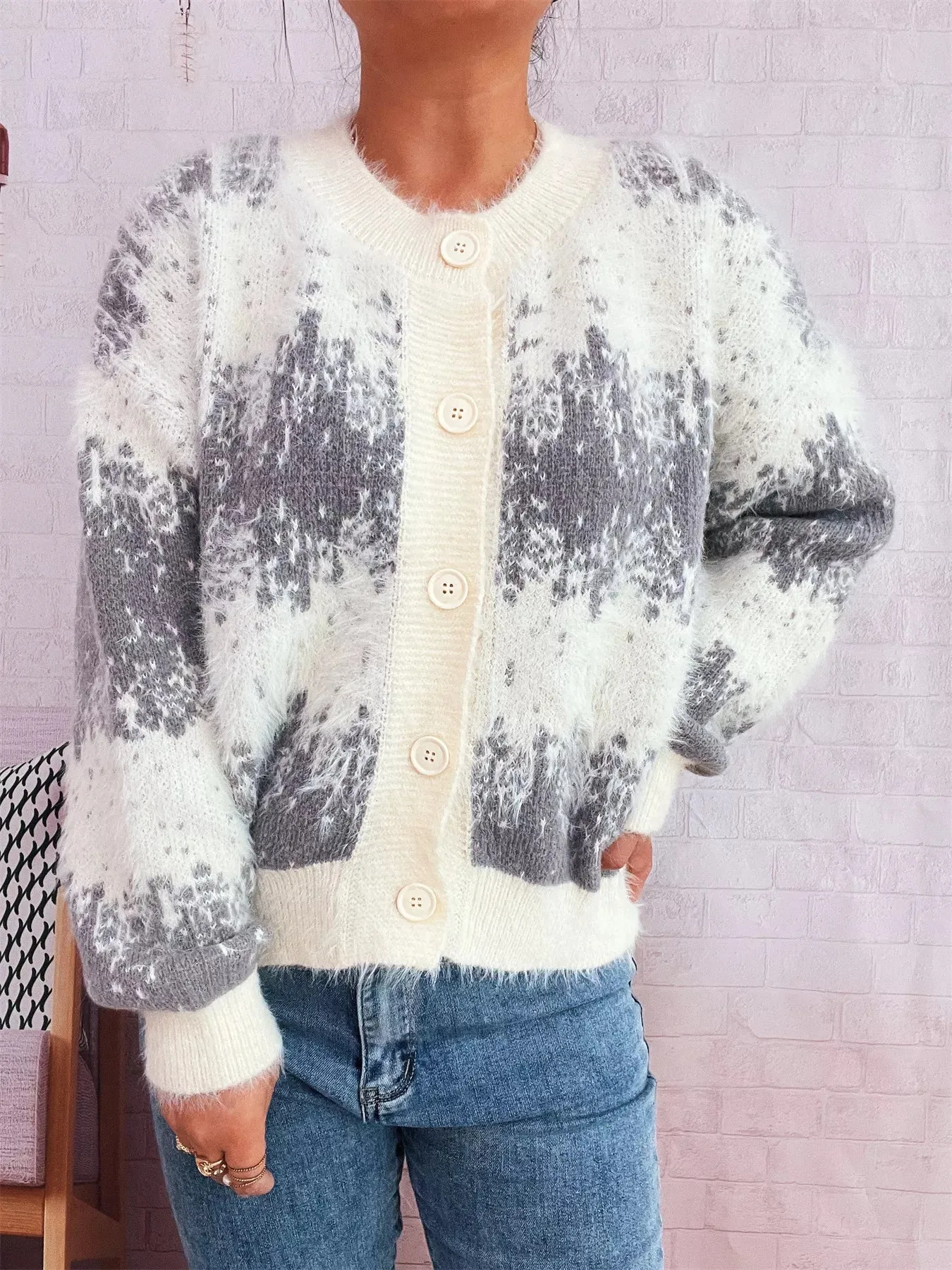 Ribbed Hem Button Up Cardigan sold by Charming Charlie product image thumbnail 3