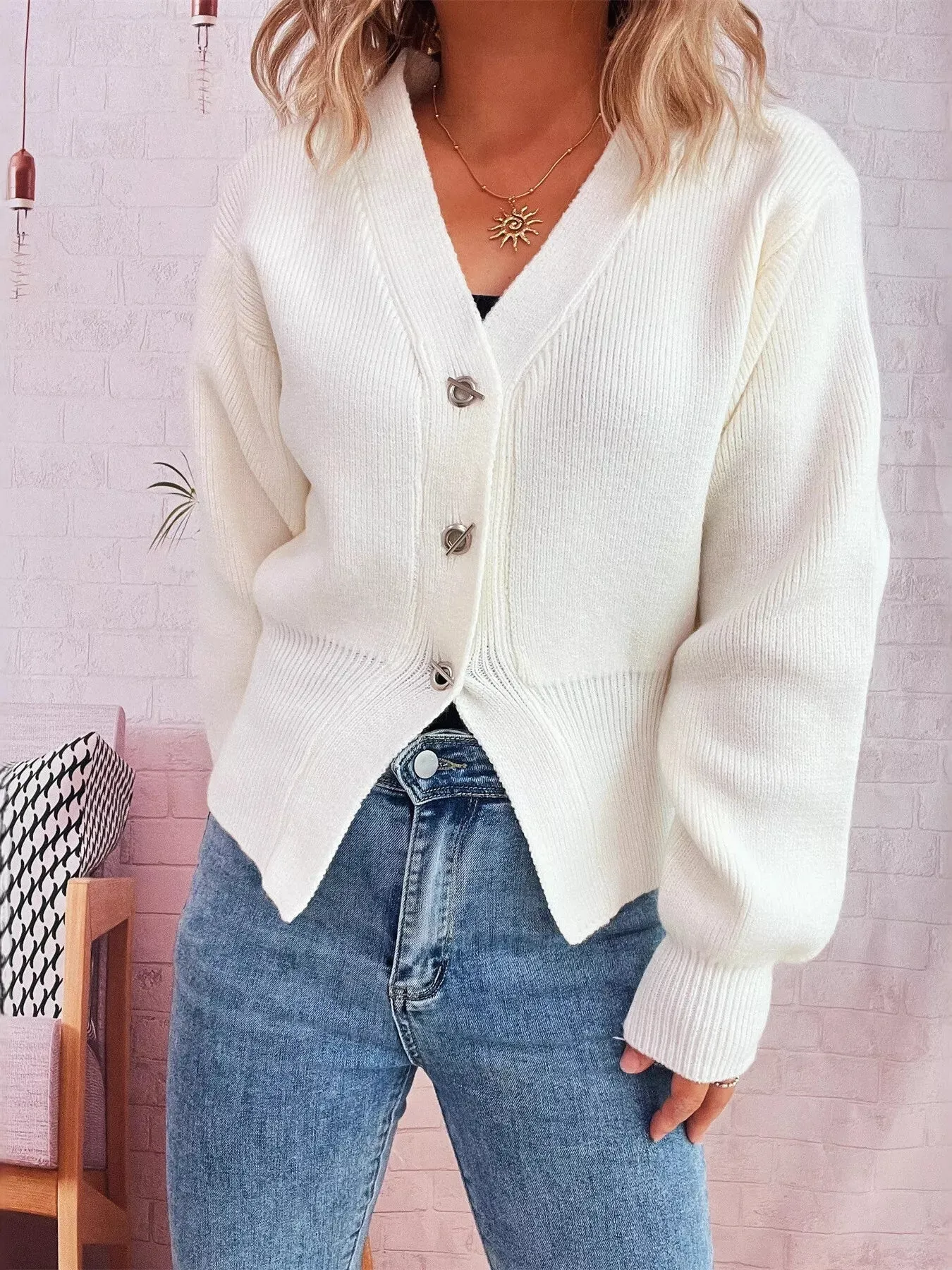 Button Up Long Sleeve Cardigan sold by Charming Charlie product image thumbnail 4