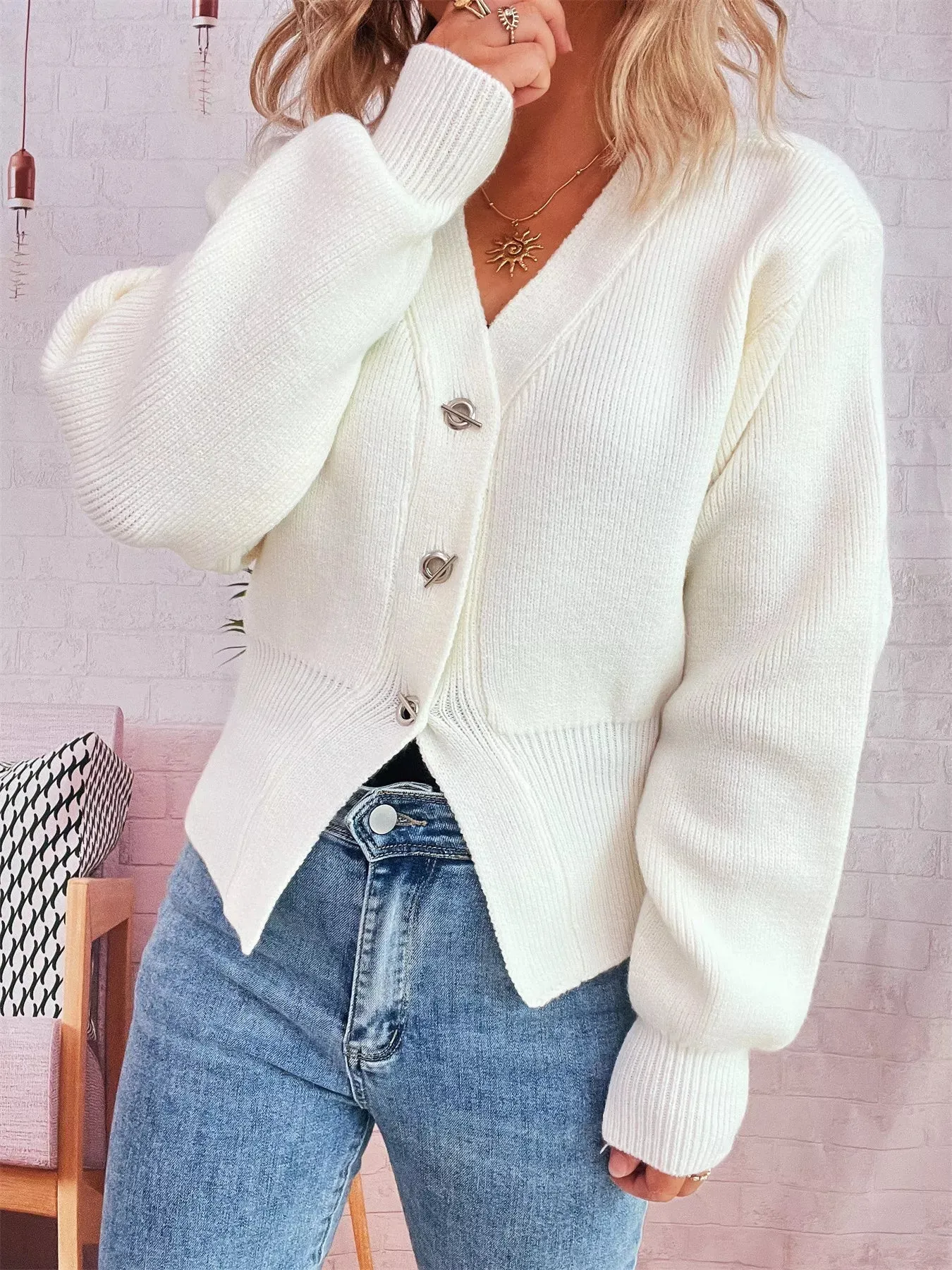 Button Up Long Sleeve Cardigan sold by Charming Charlie product image thumbnail 2