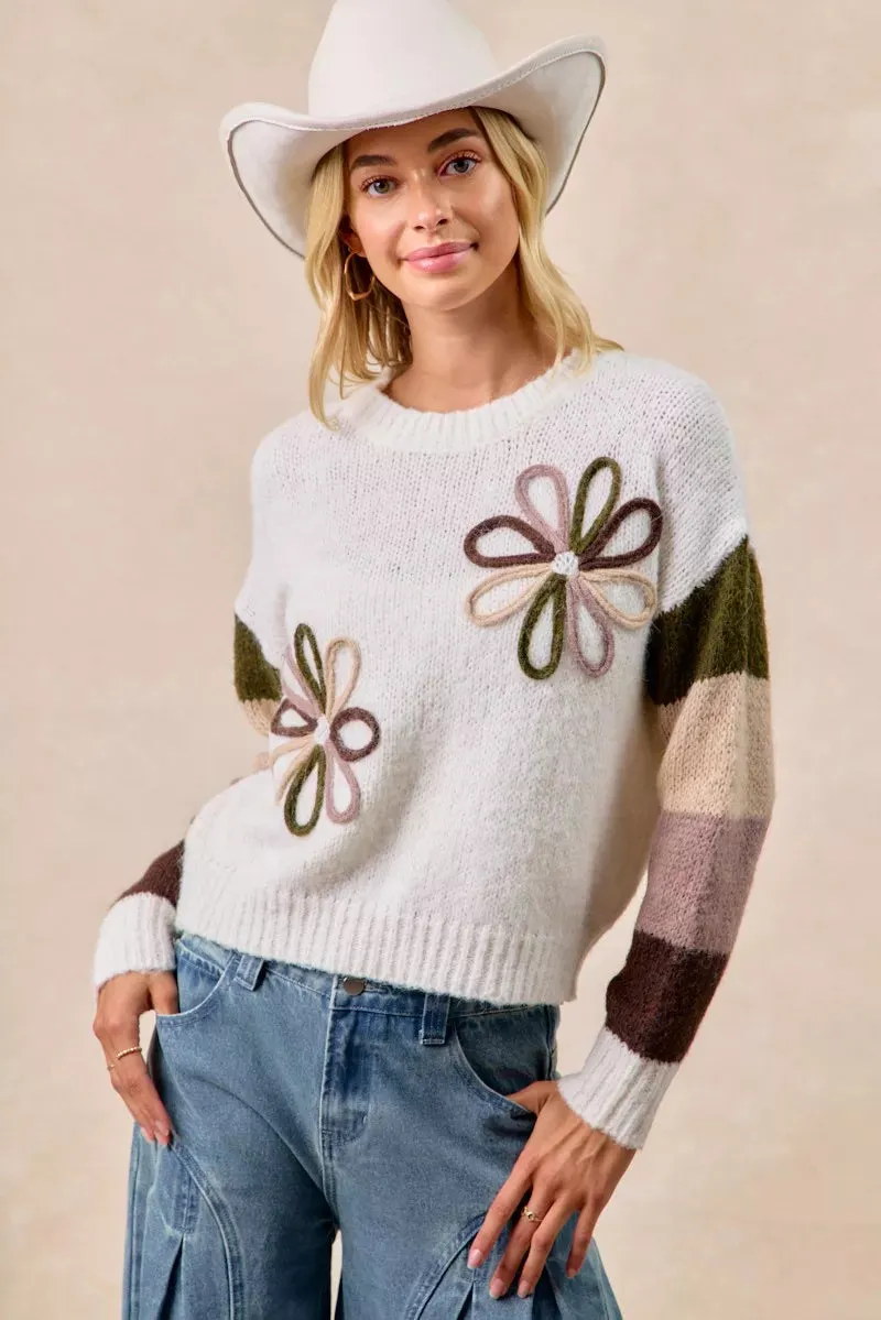 BiBi Flower Color Block Sweater sold by Charming Charlie product image thumbnail 5