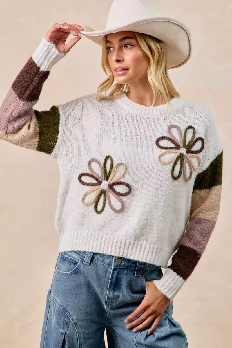 BiBi Flower Color Block Sweater sold by Charming Charlie product image thumbnail 3