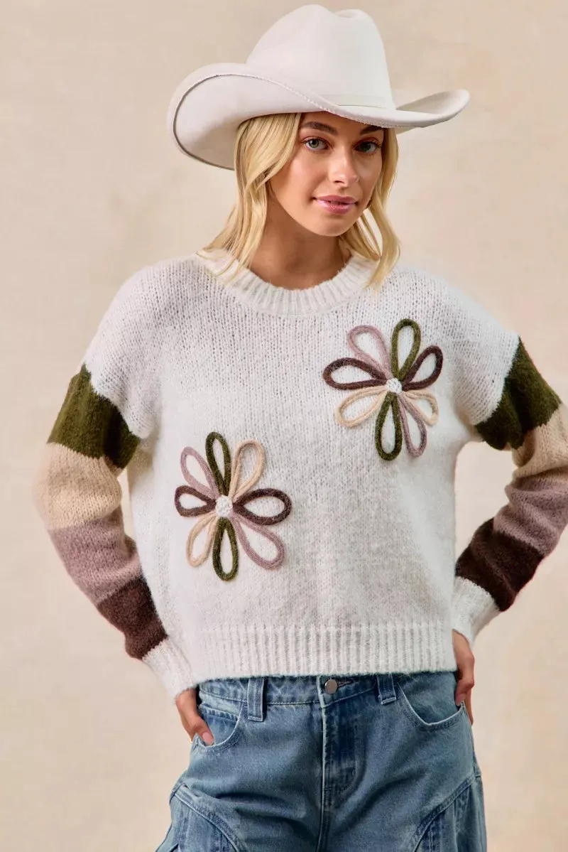BiBi Flower Color Block Sweater sold by Charming Charlie product image thumbnail 4