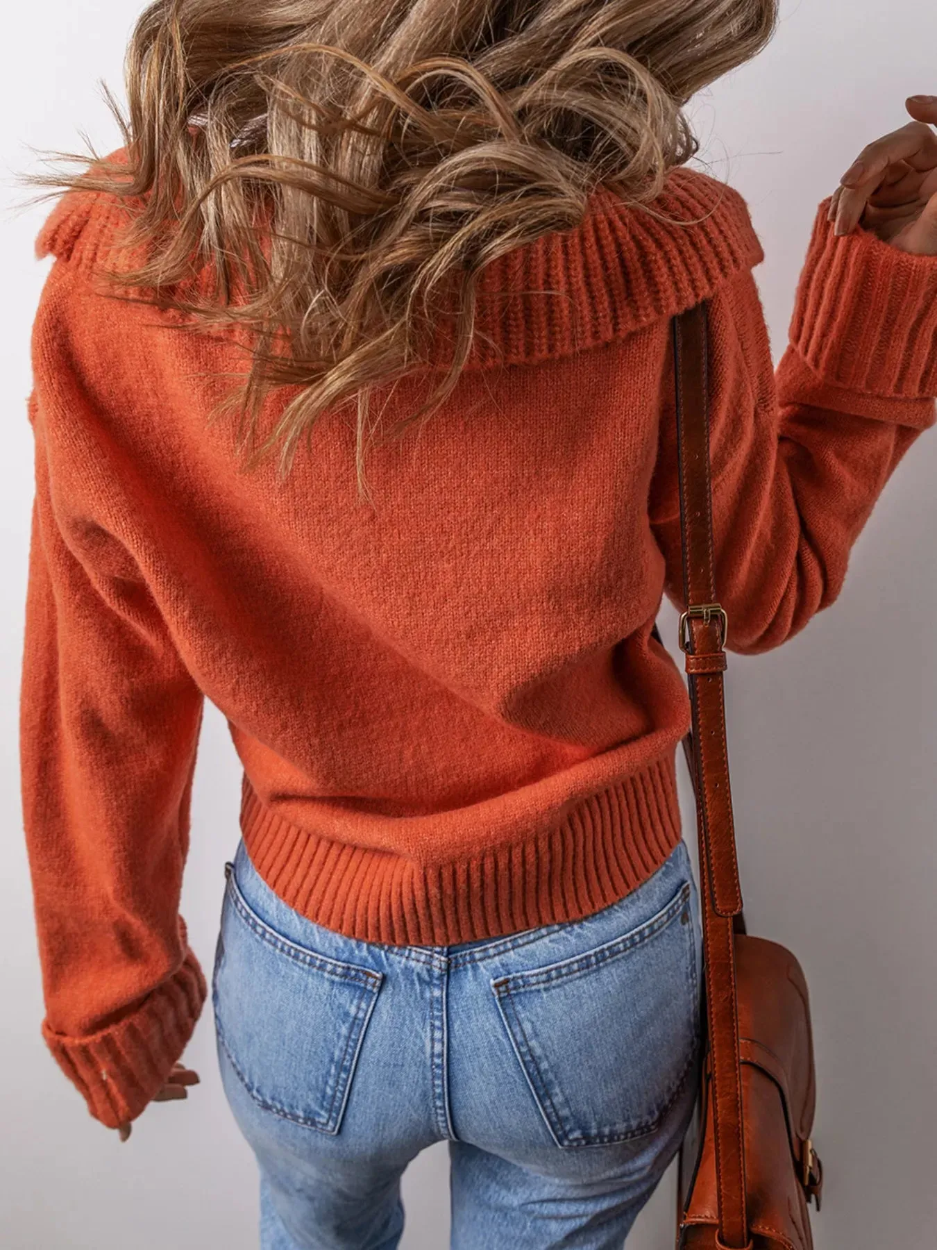 Collared V Neck Ribbed Edge Sweater sold by Charming Charlie product image thumbnail 2