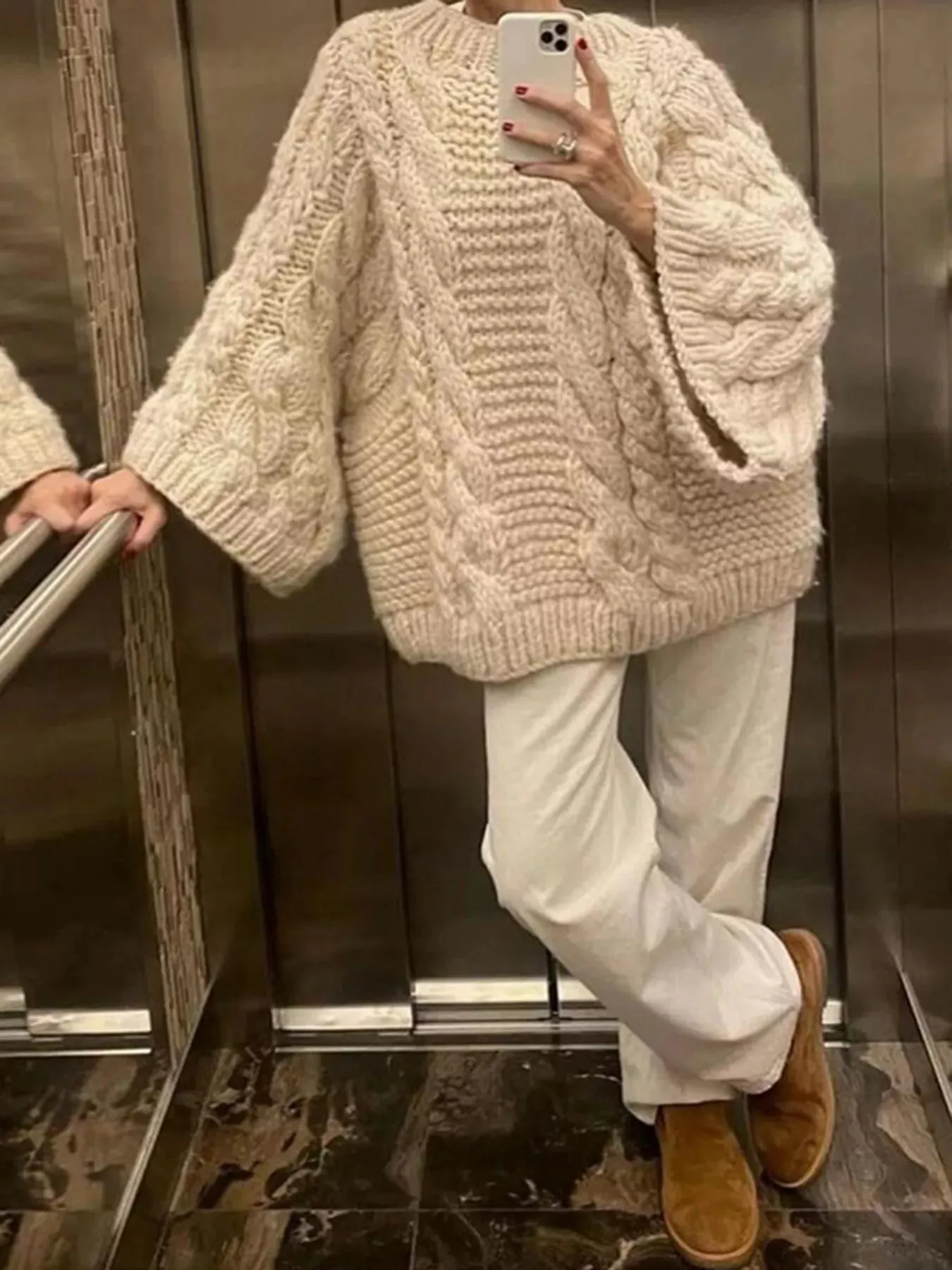 Cable Knit Oversized Sweater sold by Charming Charlie product image thumbnail 5
