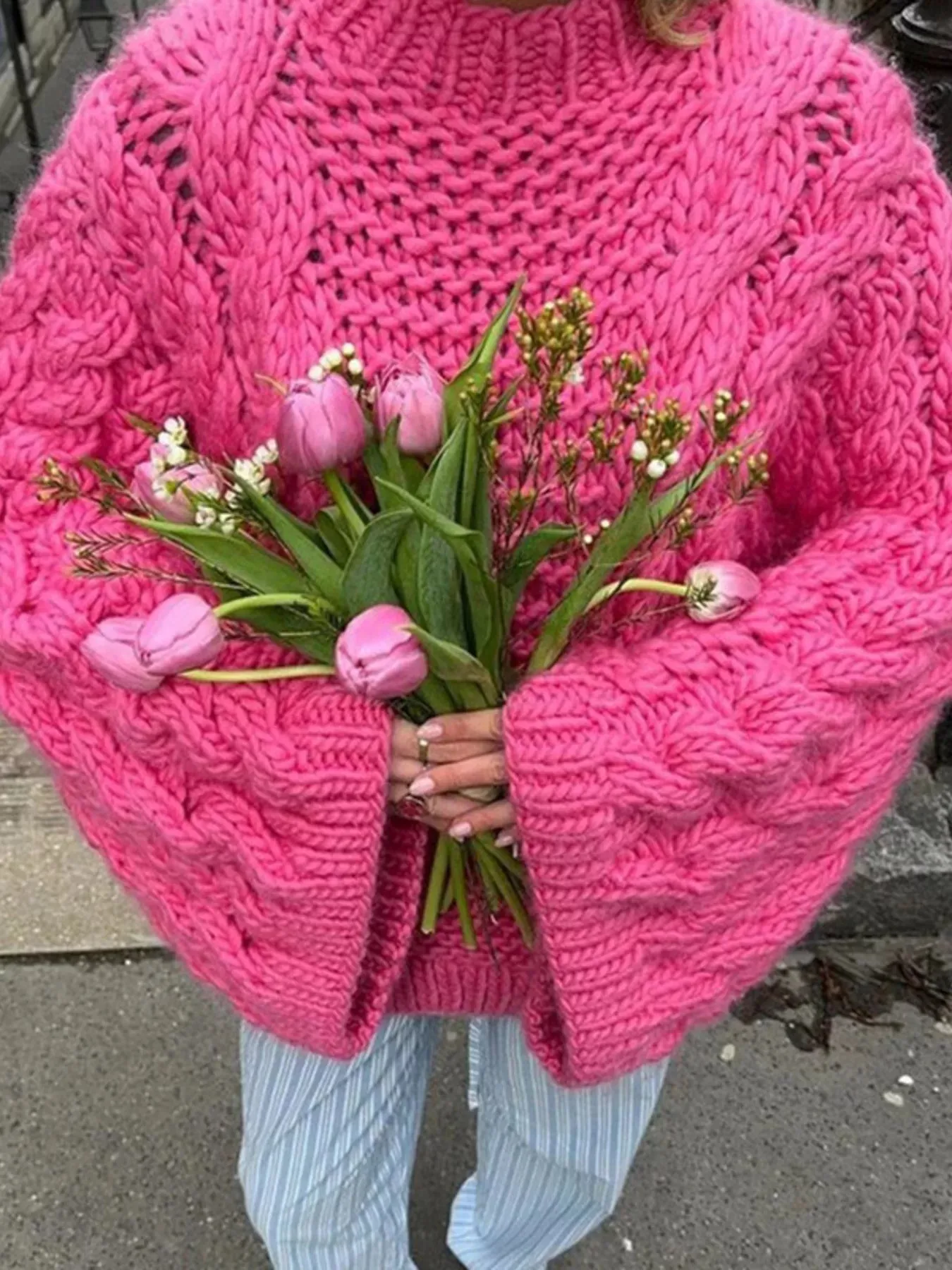 Cable Knit Oversized Sweater sold by Charming Charlie product image thumbnail 2