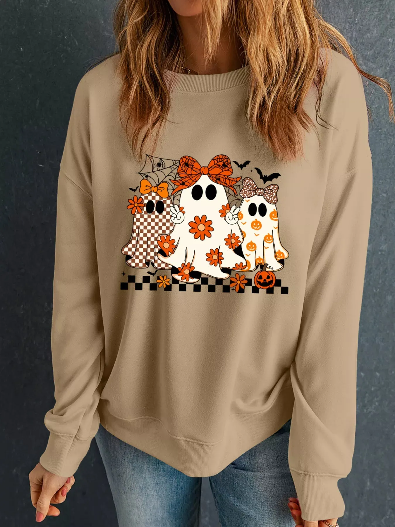 Halloween Ghost Graphic Drop Shoulder Sweatshirt sold by Charming Charlie product image thumbnail 2