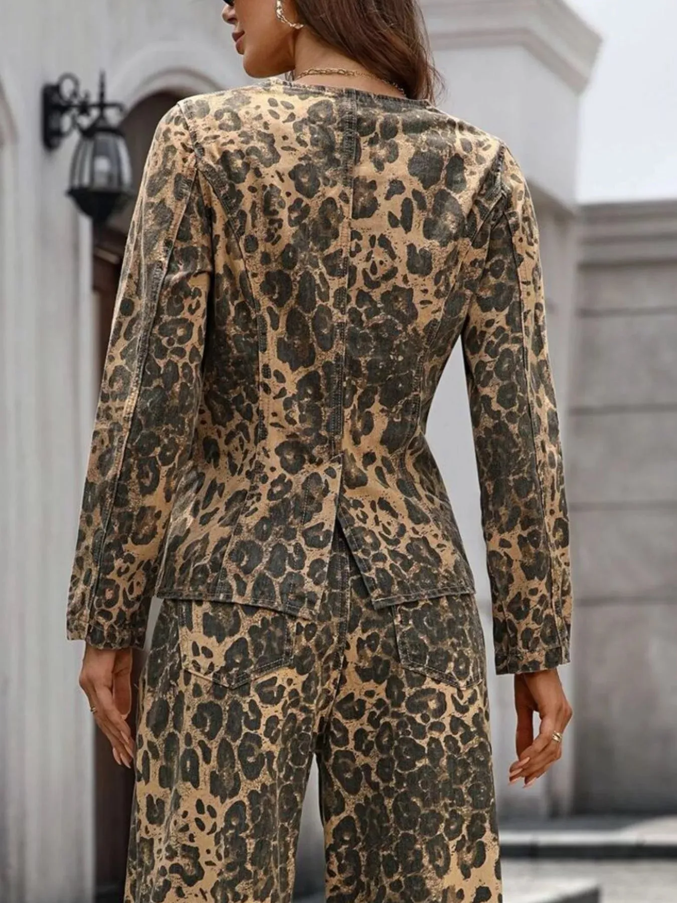 Leopard Button Up Long Sleeve Denim Shirt sold by Charming Charlie product image thumbnail 5