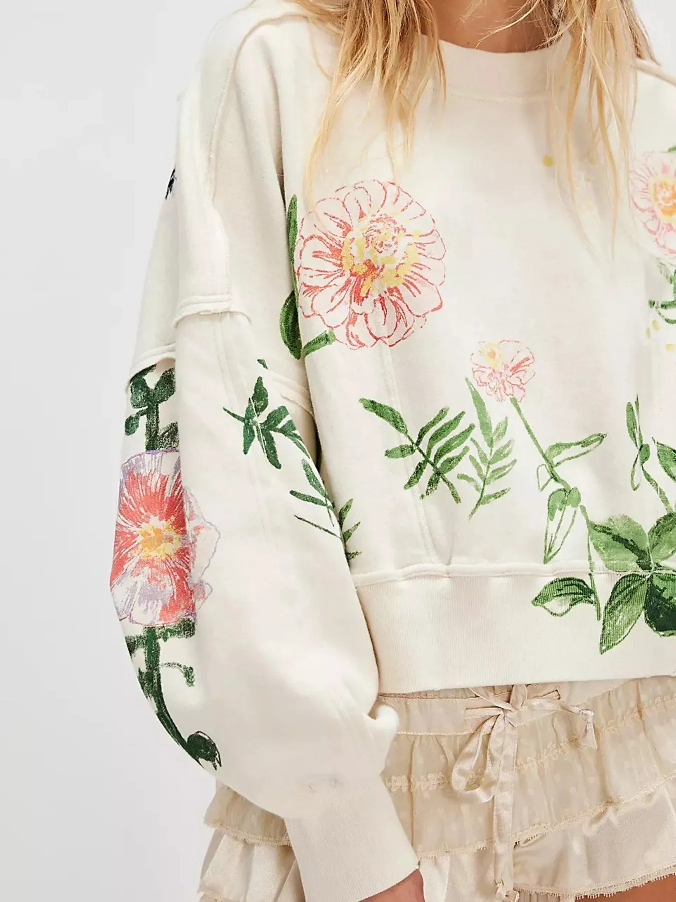 Printed Round Neck Dropped Shoulder Sweatshirt sold by Charming Charlie product image thumbnail 2