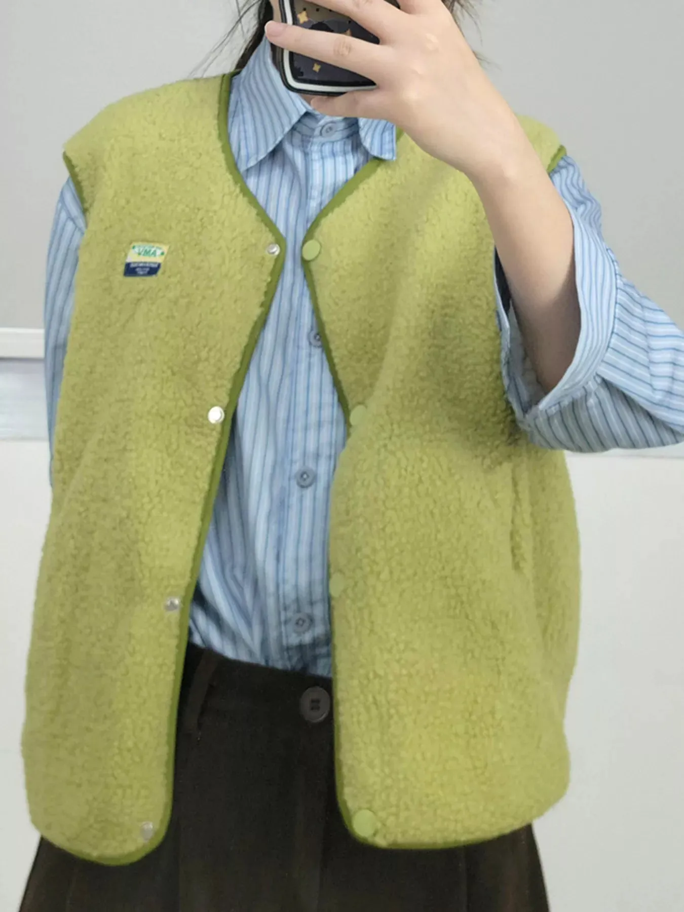 Snap Down Sherpa Vest Coat sold by Charming Charlie product image thumbnail 2