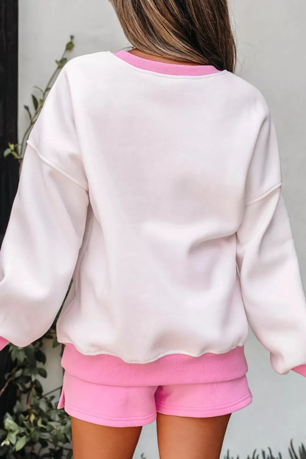 Color Block Sweatshirt and Elastic Waist Shorts Set sold by Charming Charlie product image thumbnail 3