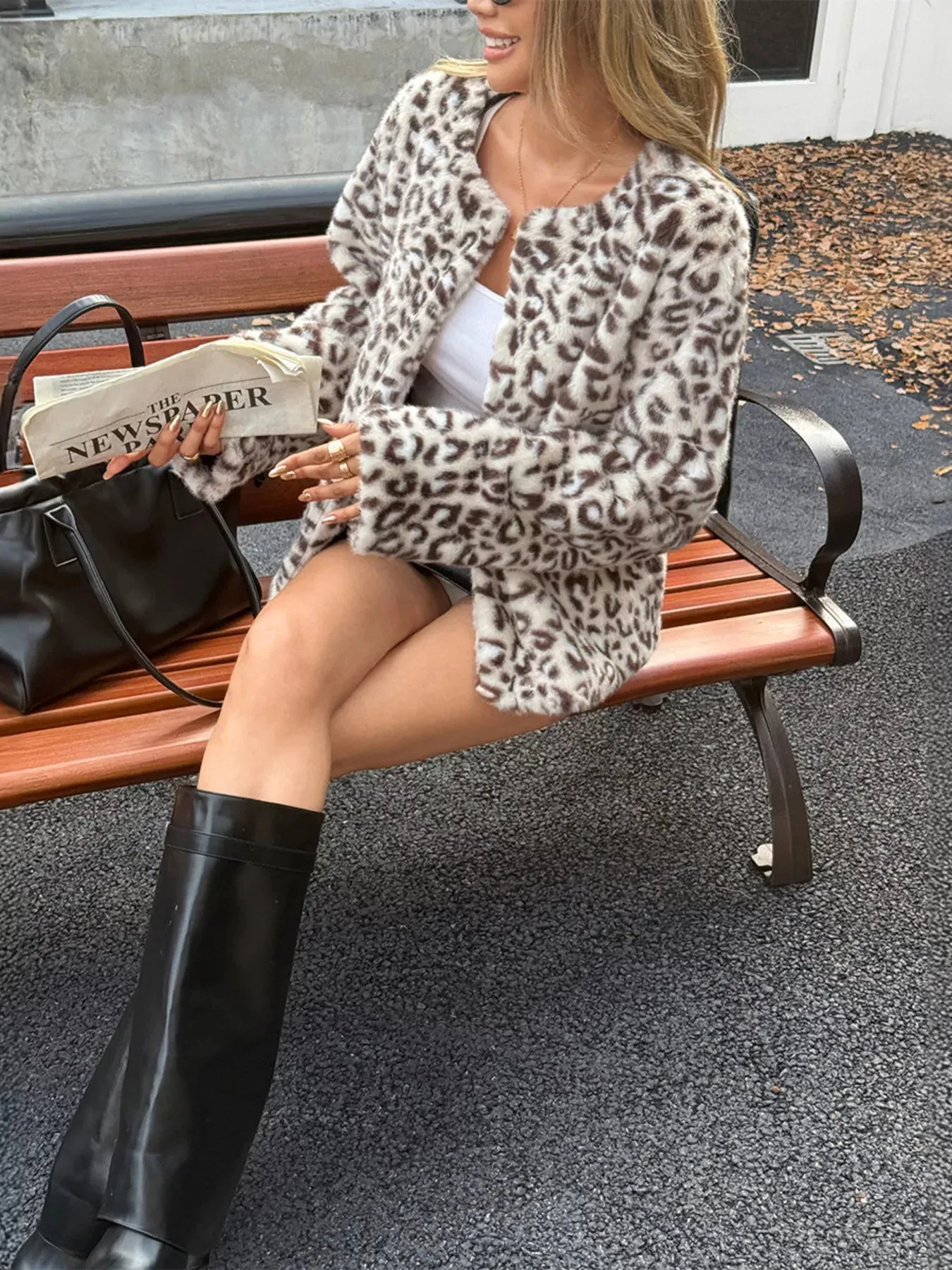 Leopard Fuzzy Long Sleeve Outerwear sold by Charming Charlie product image thumbnail 5
