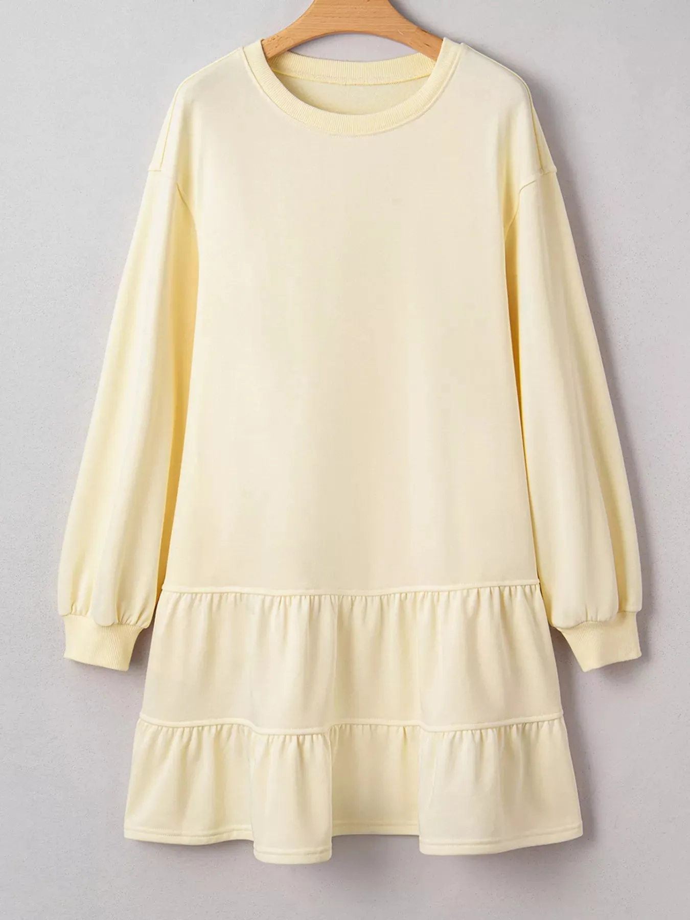 Double Tiered Ruffle Hem Long Sleeve Loose Mini Dress sold by Charming Charlie product image thumbnail 3