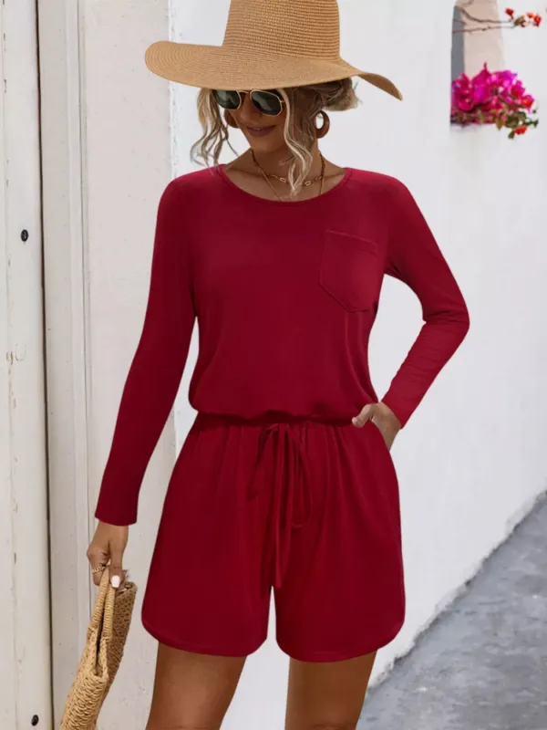 Long Sleeve Drawstring Romper sold by Charming Charlie