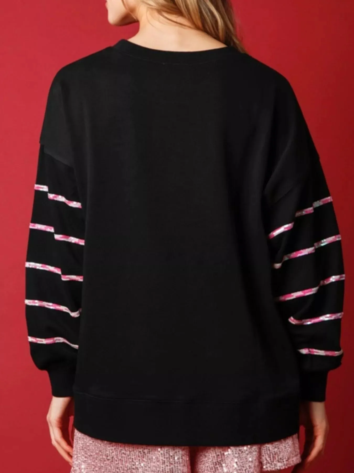 Christmas Santa Striped Long Sleeve Sweatshirt sold by Charming Charlie product image thumbnail 4