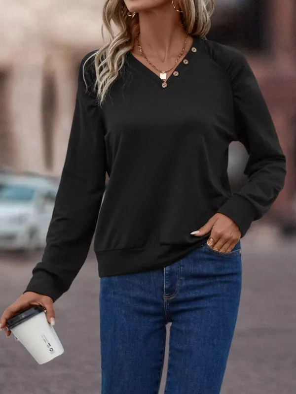 V-Neck Long Sleeve T-Shirt sold by Charming Charlie