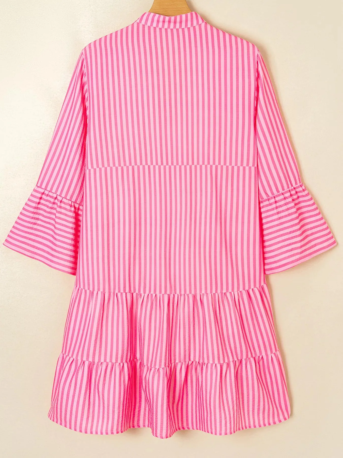 Stripe Flare Sleeve Half Placket Tiered Flowy Mini Dress sold by Charming Charlie product image thumbnail 4