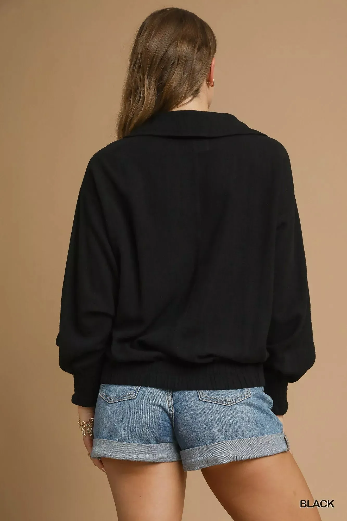 Umgee Linen Long Sleeves Elastic Hem Blouse sold by Charming Charlie product image thumbnail 5